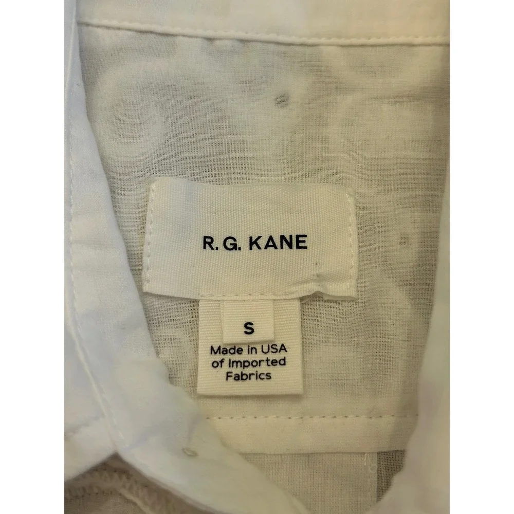 G37‎ RG Kane Women White Cotton Eyelet Embroidered Button Down Shirt Blouse S - Picture 4 of 6